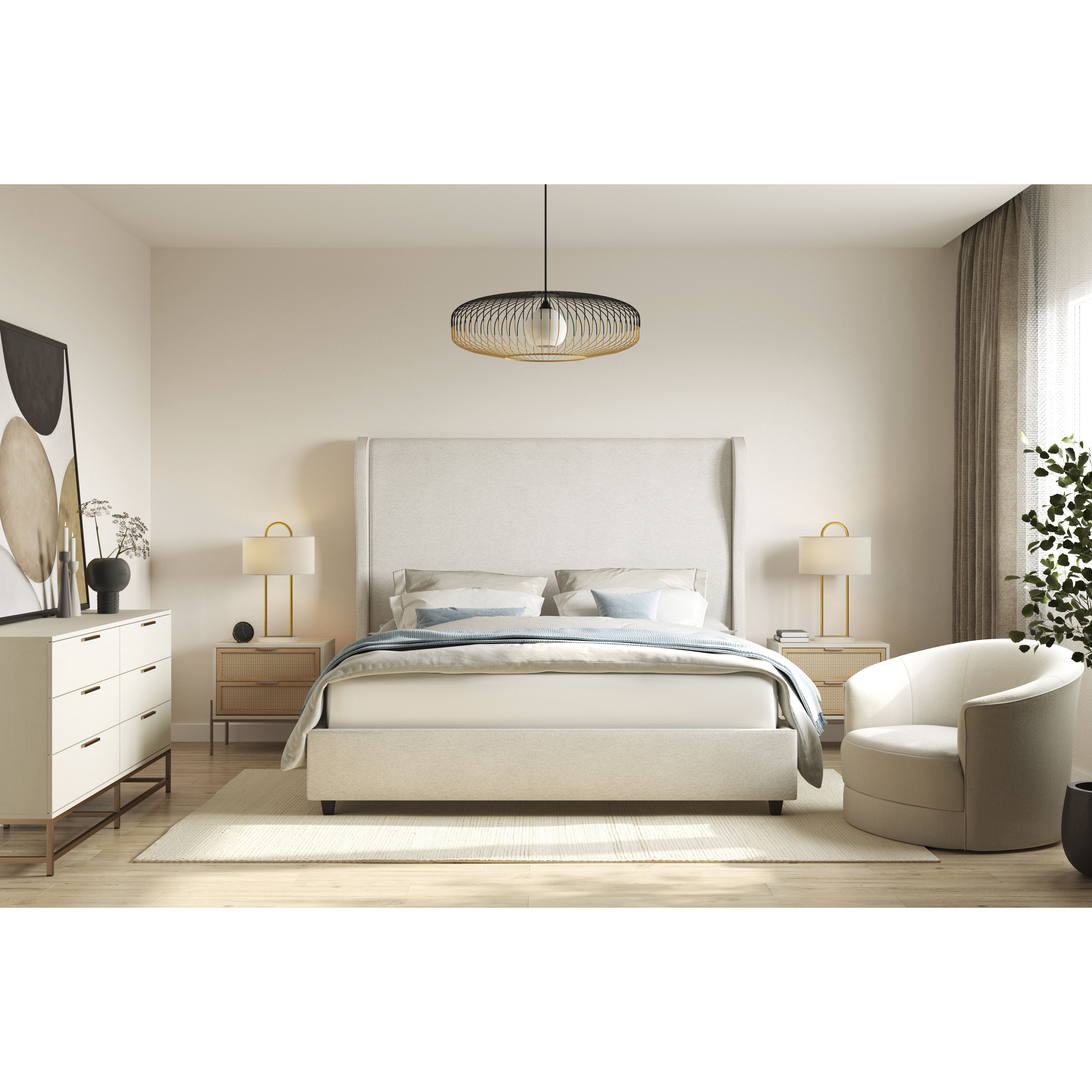 Avida 25.75 X 24 inch Champagne Gold / Cream/Natural Night Stand